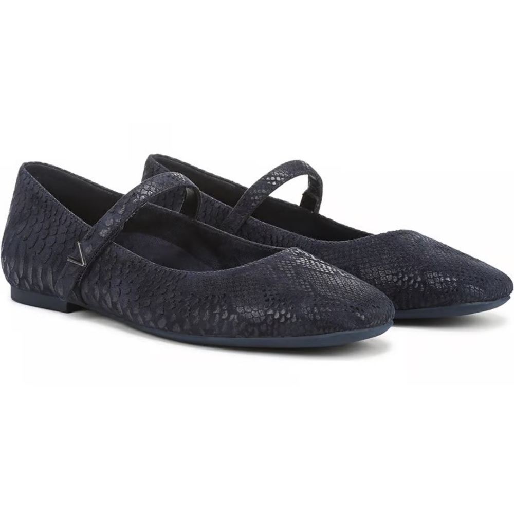 Vionic Alameda Navy Blazer Snake Embosses Mary Jane Flats Sz 8.5 Extra Inserts